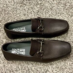 Salvatore Ferragamo Dark Brown Leather Loafers